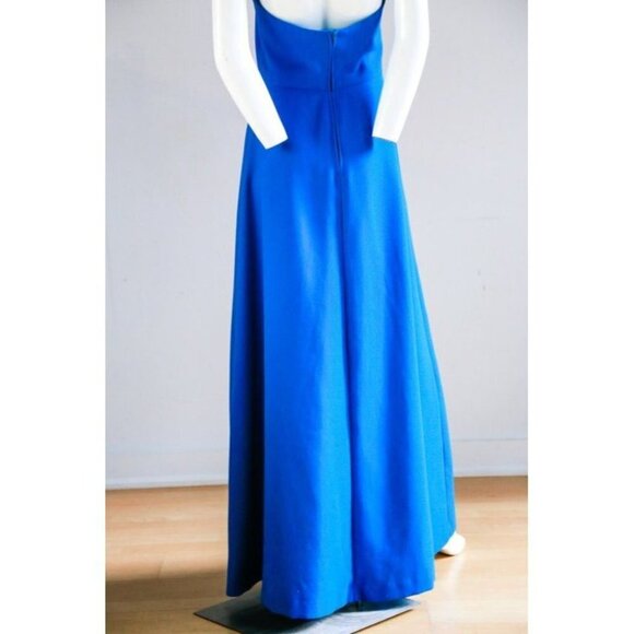 Sexy  Cobalt Blue Halter Neck Low Back Summer Maxi Dress - Picture 8 of 9